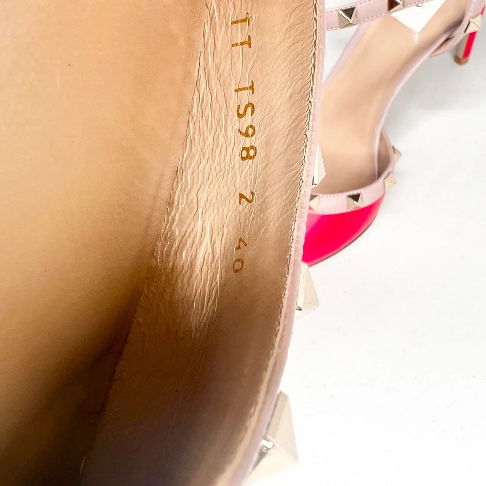 NWT Valentino Garavani Kitten Sling Back Rockstud Pump Heels Size 40/ 9.5 - Picture 10 of 10